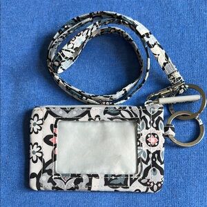 Vera Bradley Floral ID Holder with Lanyard - Black, Pink, Blue